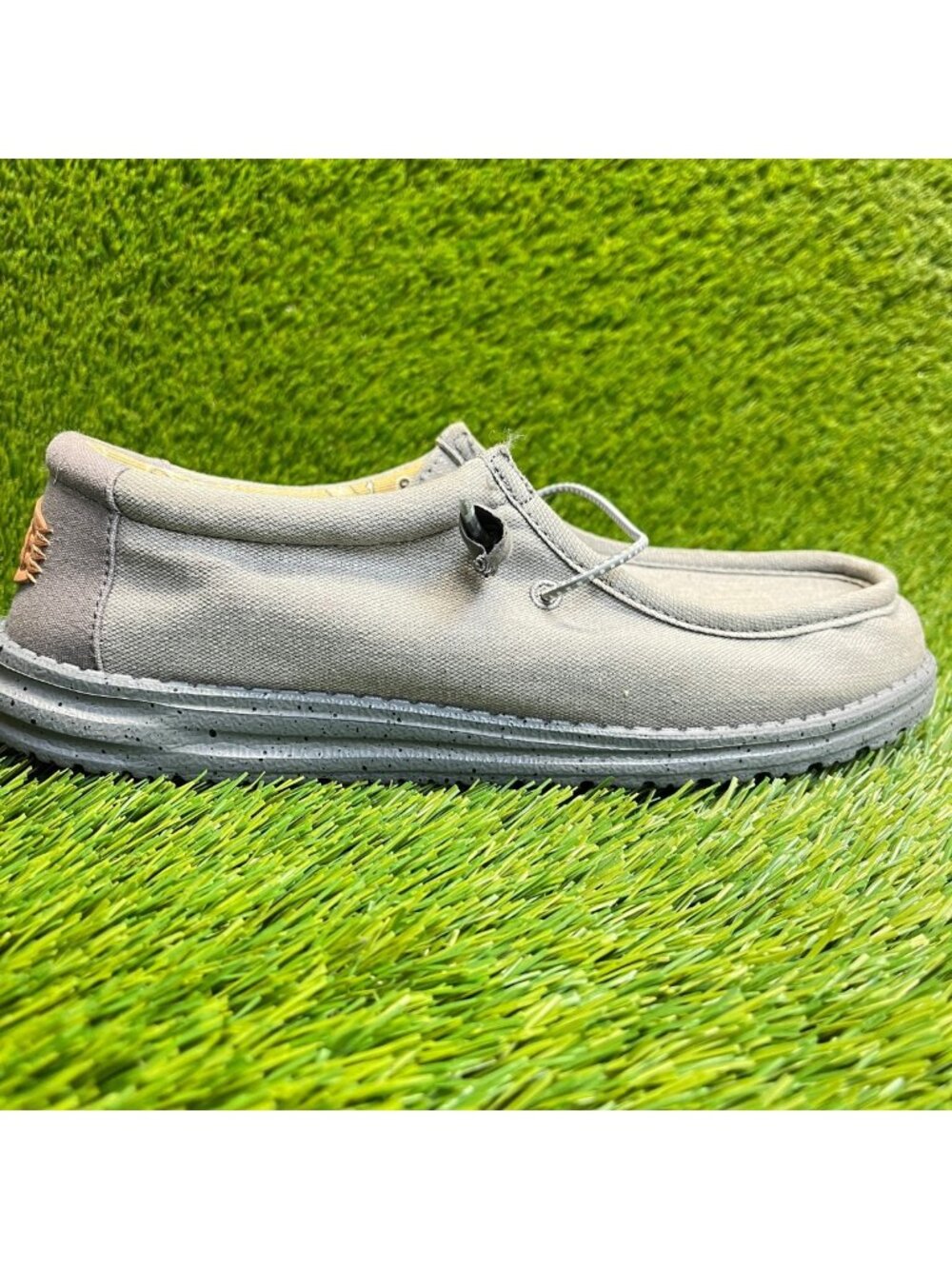 Hey Dude Wally Washed Canvas Mens Size‎ 8 Gray Charcol Athletic Slip On Shoes